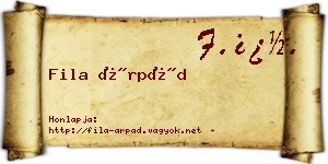 Fila Árpád névjegykártya