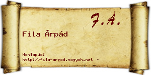 Fila Árpád névjegykártya