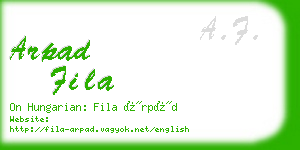 arpad fila business card